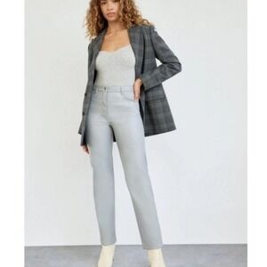 Wilfred Free Vegan Leather Pants Sz 4 Gray Faux Straight Leg Trousers